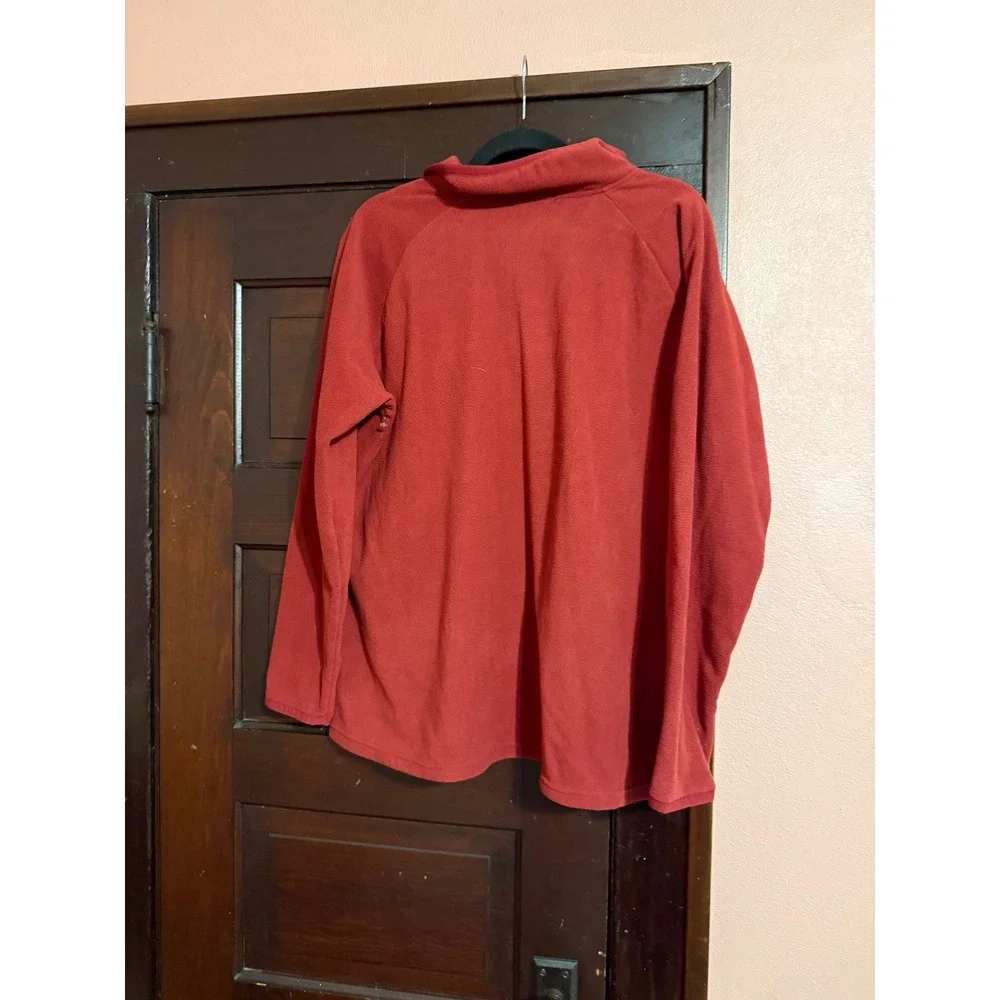 Eddie Bauer Mens XXL Red Fleece Quarter Zip Pullover Sweater Raglan Sleeve
